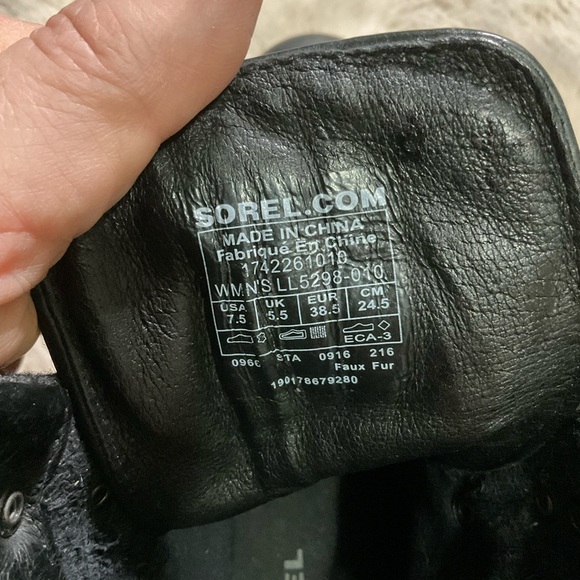 Sorel Conquest Wool Wedge LL5298-010 Ankle Boots Womens 7.5 Black Leather Laceup - Picture 10 of 12